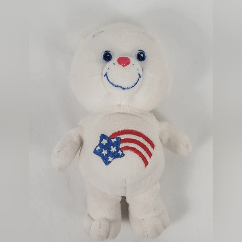 Rare 2002 Care Bears America Cares Bear 20th Anniversary White Plush 8” Vintage